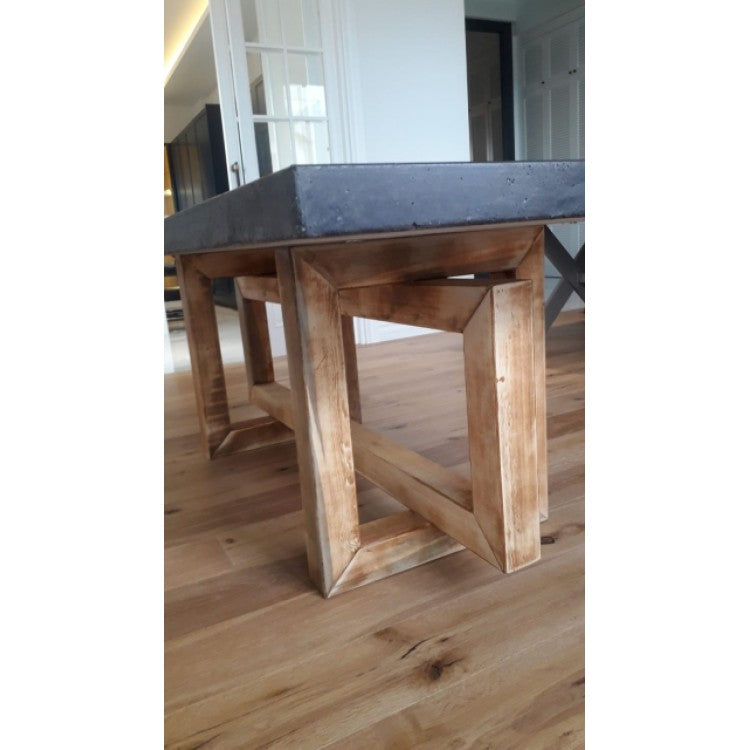 Lightweight Concrete Rectangular Dining Table 39x110 - Pine Legs Industrial Design