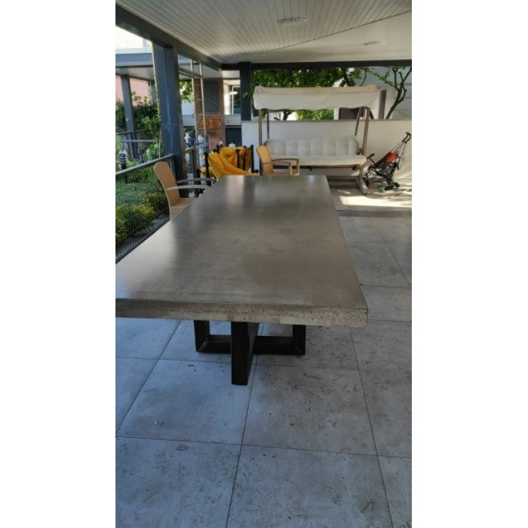 Lightweight Concrete Rectangular Dining Table - Contemporary Industrial Style 39x86.5