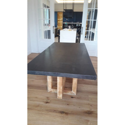 Lightweight Concrete Rectangular Dining Table 39x110 - Pine Legs Industrial Design