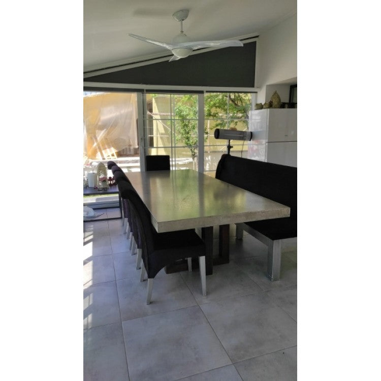Lightweight Concrete Rectangular Dining Table - 43x126 Yellow Pine Modern Base
