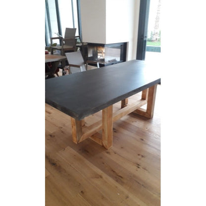 Lightweight Concrete Rectangular Dining Table 39x79 Handcrafted with Glass Fiber Reinforced