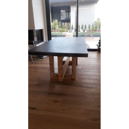 Lightweight Concrete Rectangular Dining Table 39x110 - Pine Legs Industrial Design