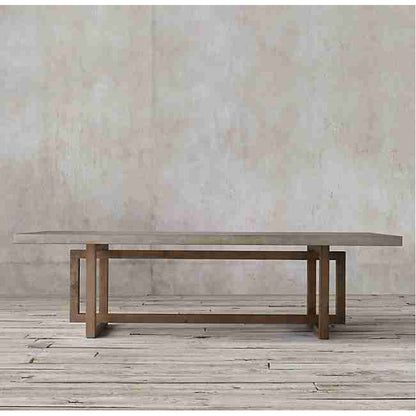 Lightweight Concrete Rectangular Dining Table 39x79 Handcrafted with Glass Fiber Reinforced
