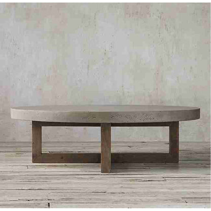Round Concrete Coffee Table - Industrial Handcrafted Lightweight GFRC 27.5 x 16 inches
