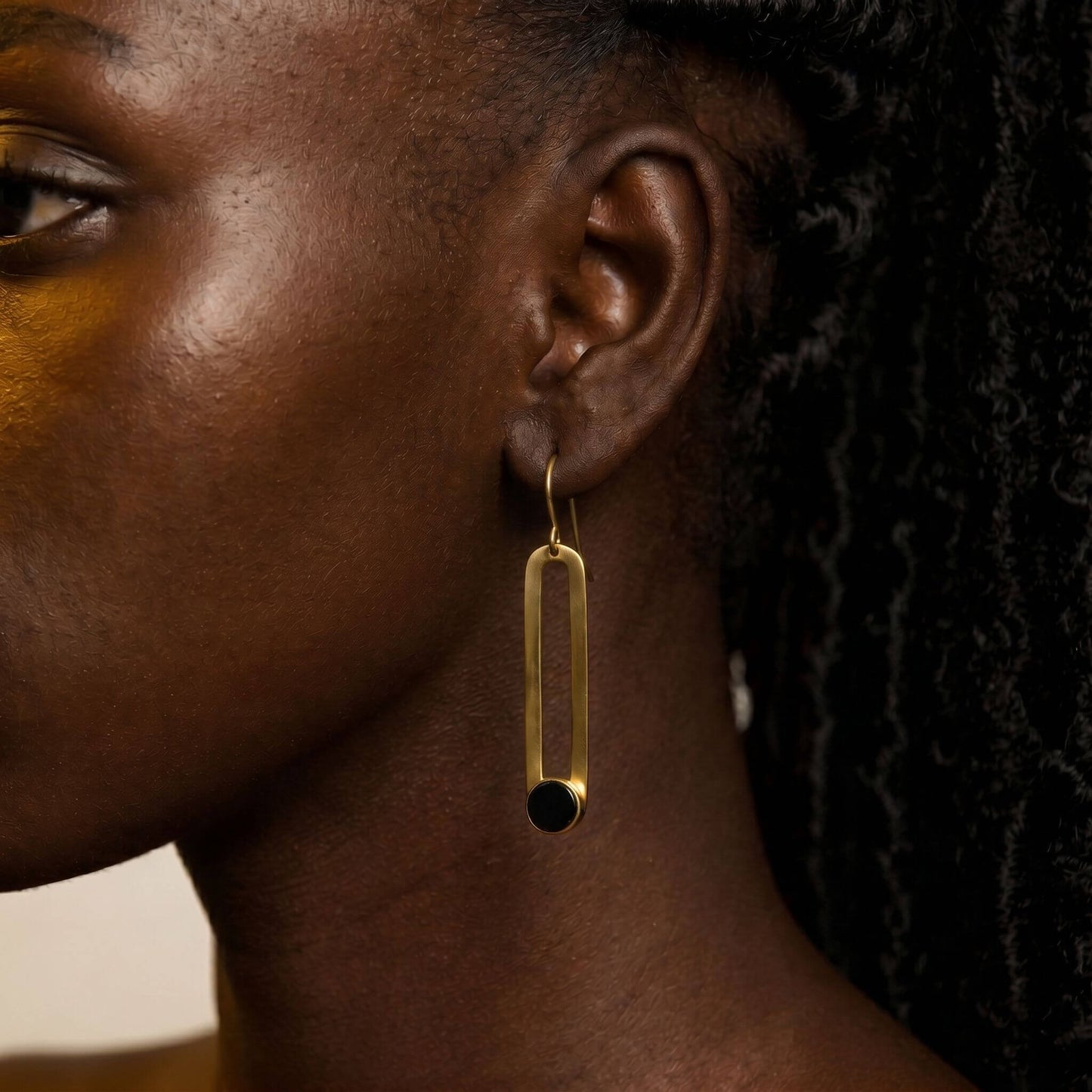Brass & Horn Drop Hoop Earrings | Lila