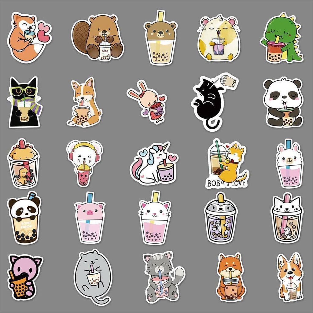 Waterproof Boba Sticker Pack – 50 Unique Bubble Tea Designs