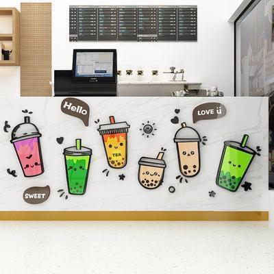 Boba Store Wall Decoration – Vibrant and Easy to Install