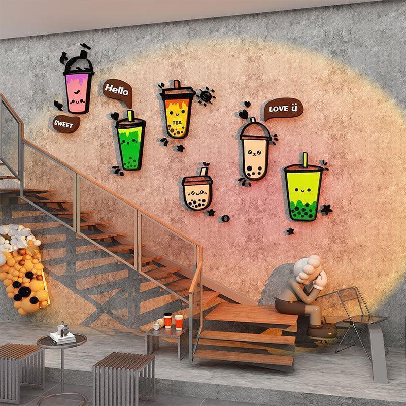 Boba Store Wall Decoration – Vibrant and Easy to Install
