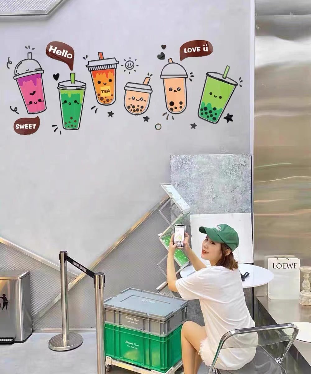 Boba Store Wall Decoration – Vibrant and Easy to Install