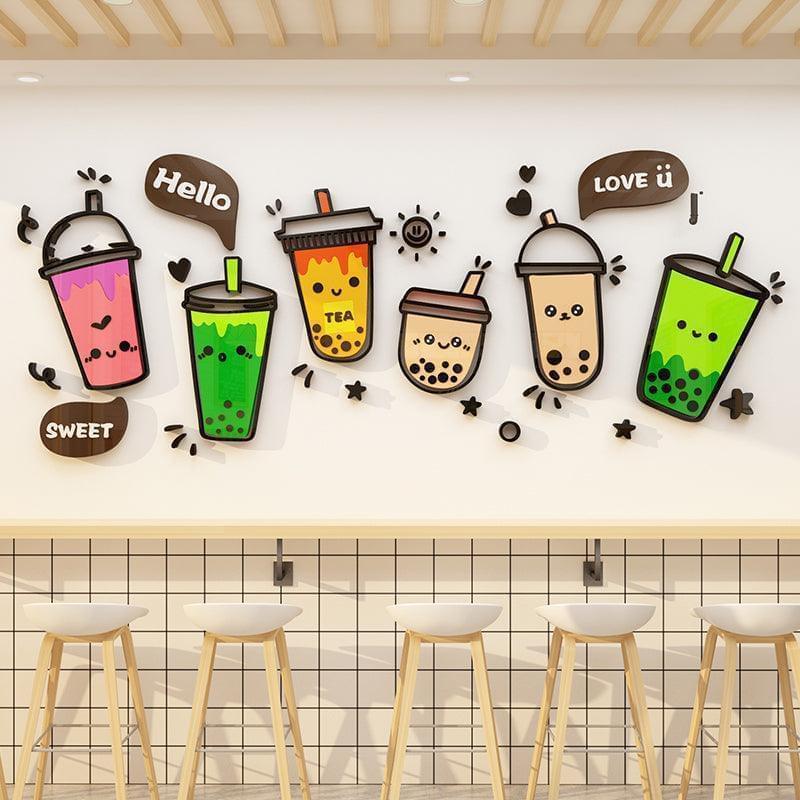 Boba Store Wall Decoration – Vibrant and Easy to Install