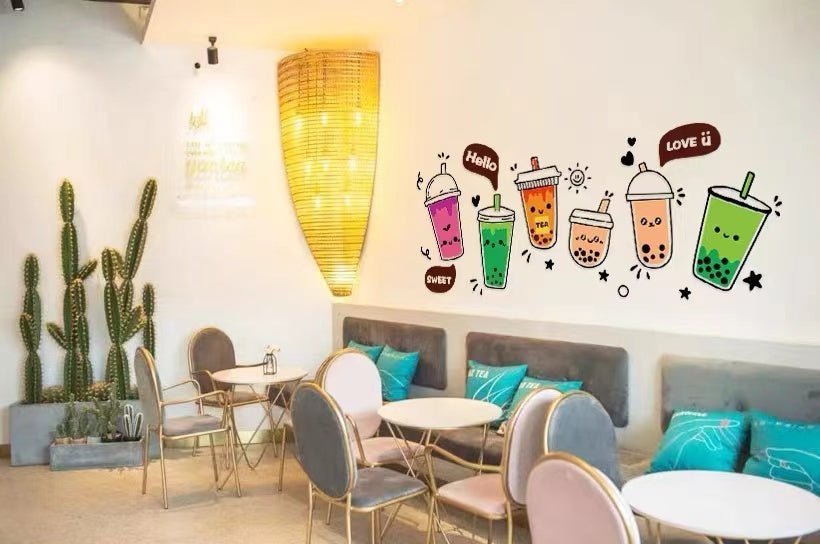 Boba Store Wall Decoration – Vibrant and Easy to Install