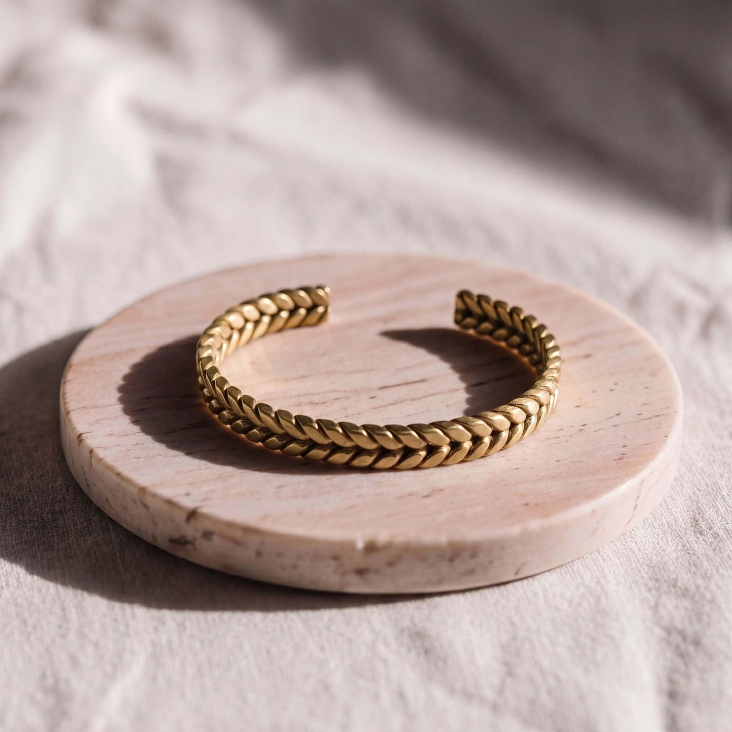Braided Woven Brass Cuff Bracelet | Misa