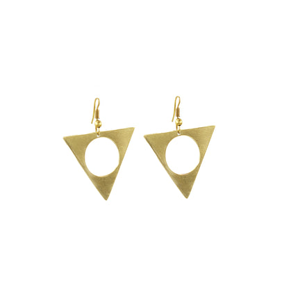 Hollow Triangle Drop Brass Earrings | Lia