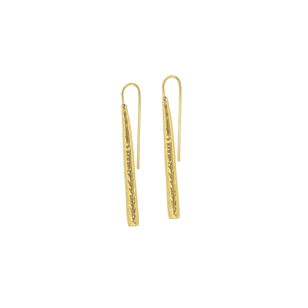 Long Bar Brass Drop Earrings for Women | Moja