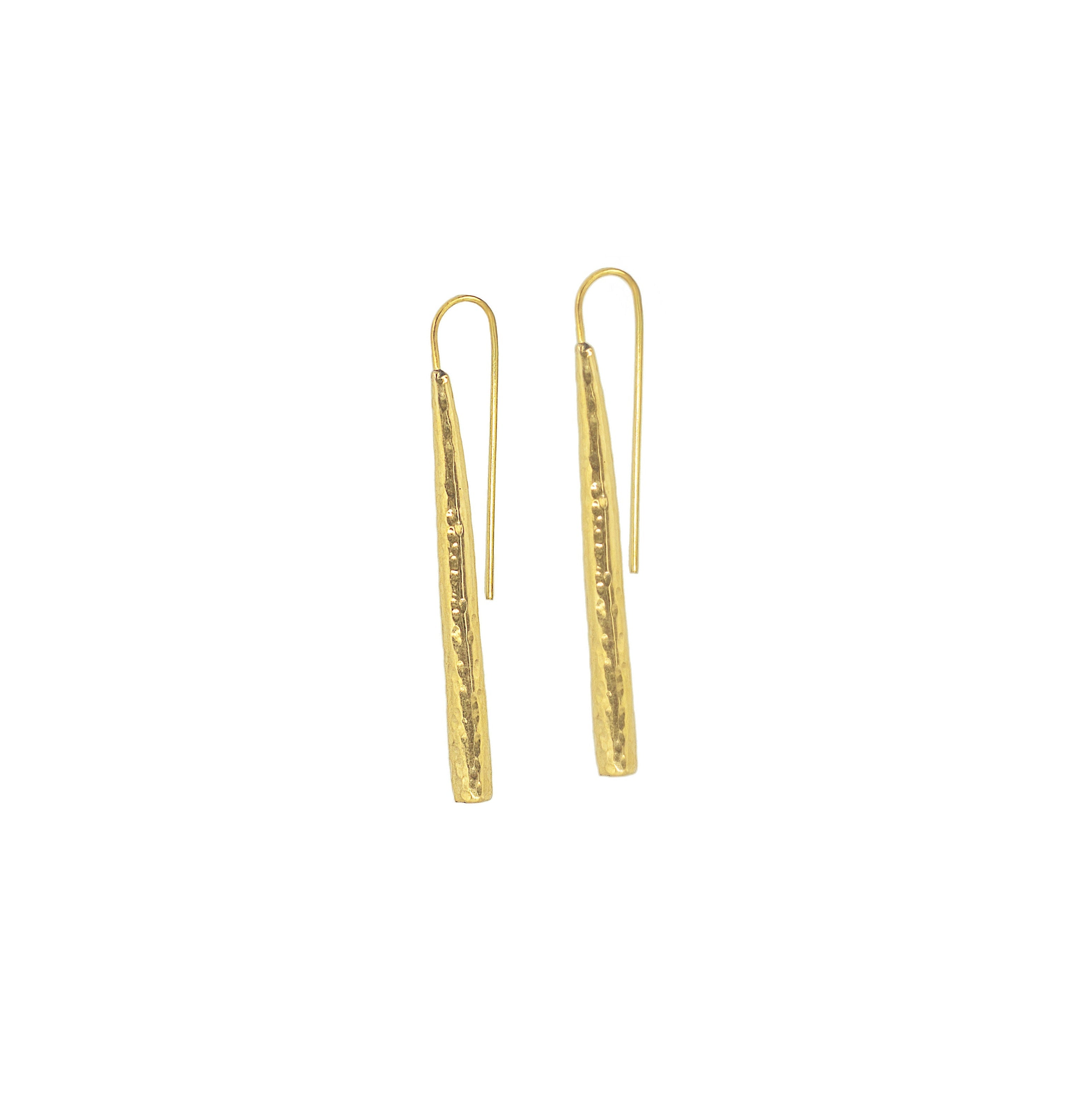 Long Bar Brass Drop Earrings for Women | Moja