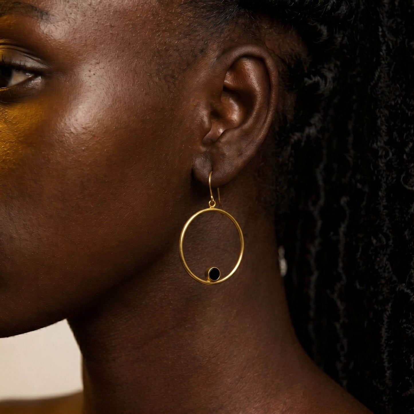 Brass Hoop with Horn Accent Earrings | Lozi