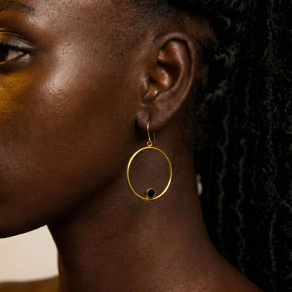 Brass Hoop with Horn Accent Earrings | Lozi