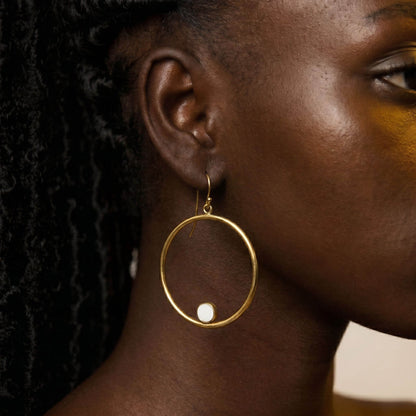 Brass Hoop with Horn Accent Earrings | Lozi
