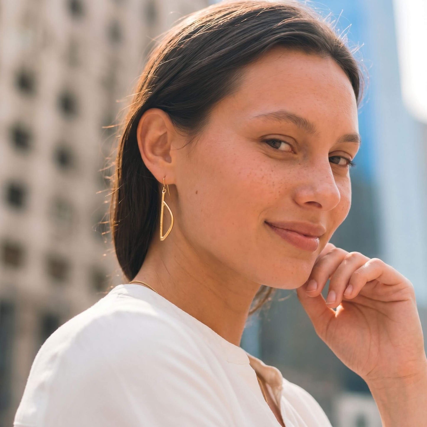 Brass Letter D Drop Earrings | Moyo