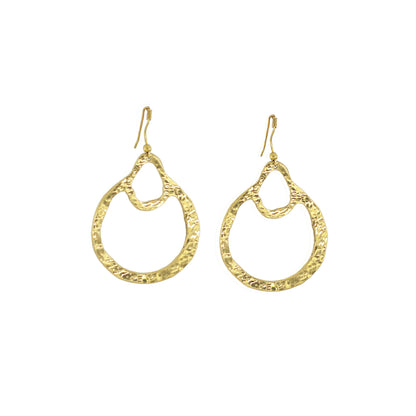 Hammered Double-Loop Brass Hoop Earrings | Kobe