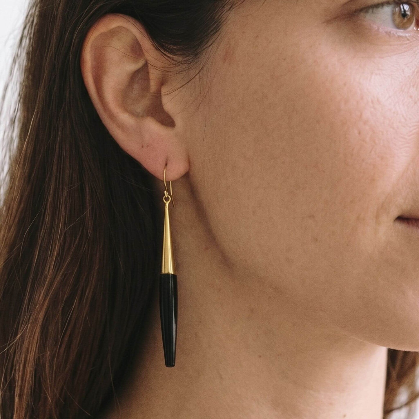 Brass & Horn Spike Drop Earrings | Luna