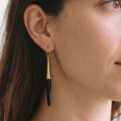Brass & Horn Spike Drop Earrings | Luna