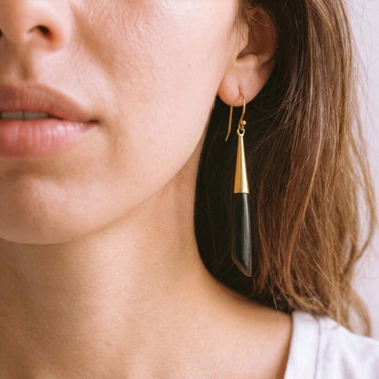 Brass & Bone Teardrop Drop Earrings | Shela