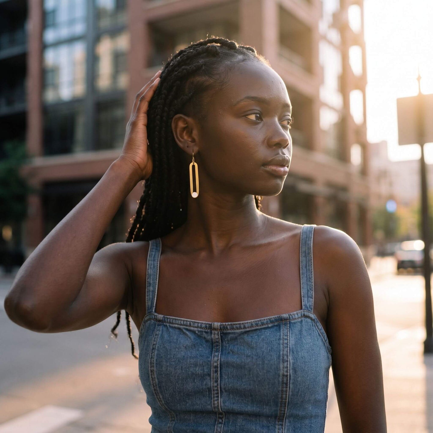 Brass & Horn Drop Hoop Earrings | Lila