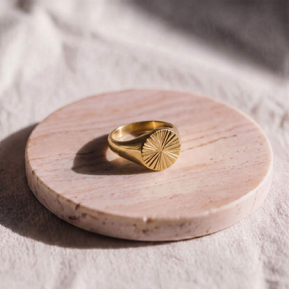 Brass Sunburst Signet Ring for Men and Women | Nila