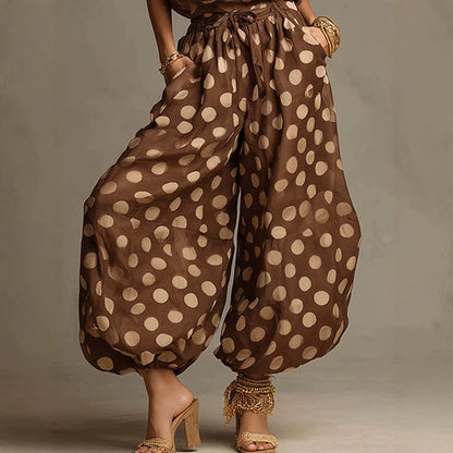 Women's Polka Dot Halter Neck Wide-Leg Jumpsuit | Boho Beach Vacation Jumpsuit