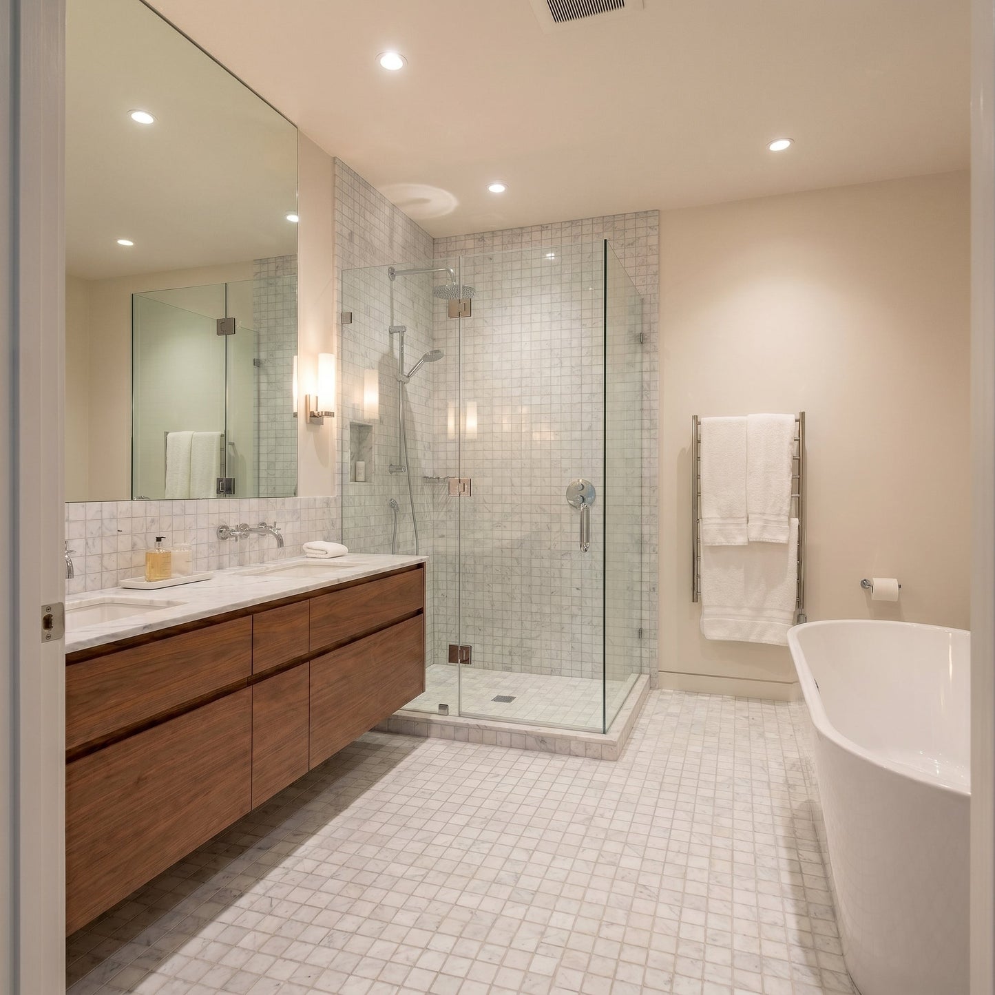 Turkish Carrara Marble 2"x2" on 12" x 12" Mesh Mosaic Tile