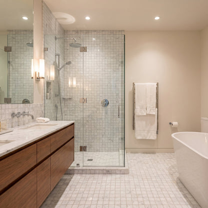 Turkish Carrara Marble 2"x2" on 12" x 12" Mesh Mosaic Tile