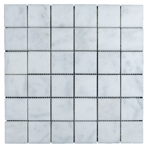 Turkish Carrara Marble 2"x2" on 12" x 12" Mesh Mosaic Tile