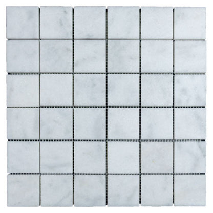 Turkish Carrara Marble 2"x2" on 12" x 12" Mesh Mosaic Tile