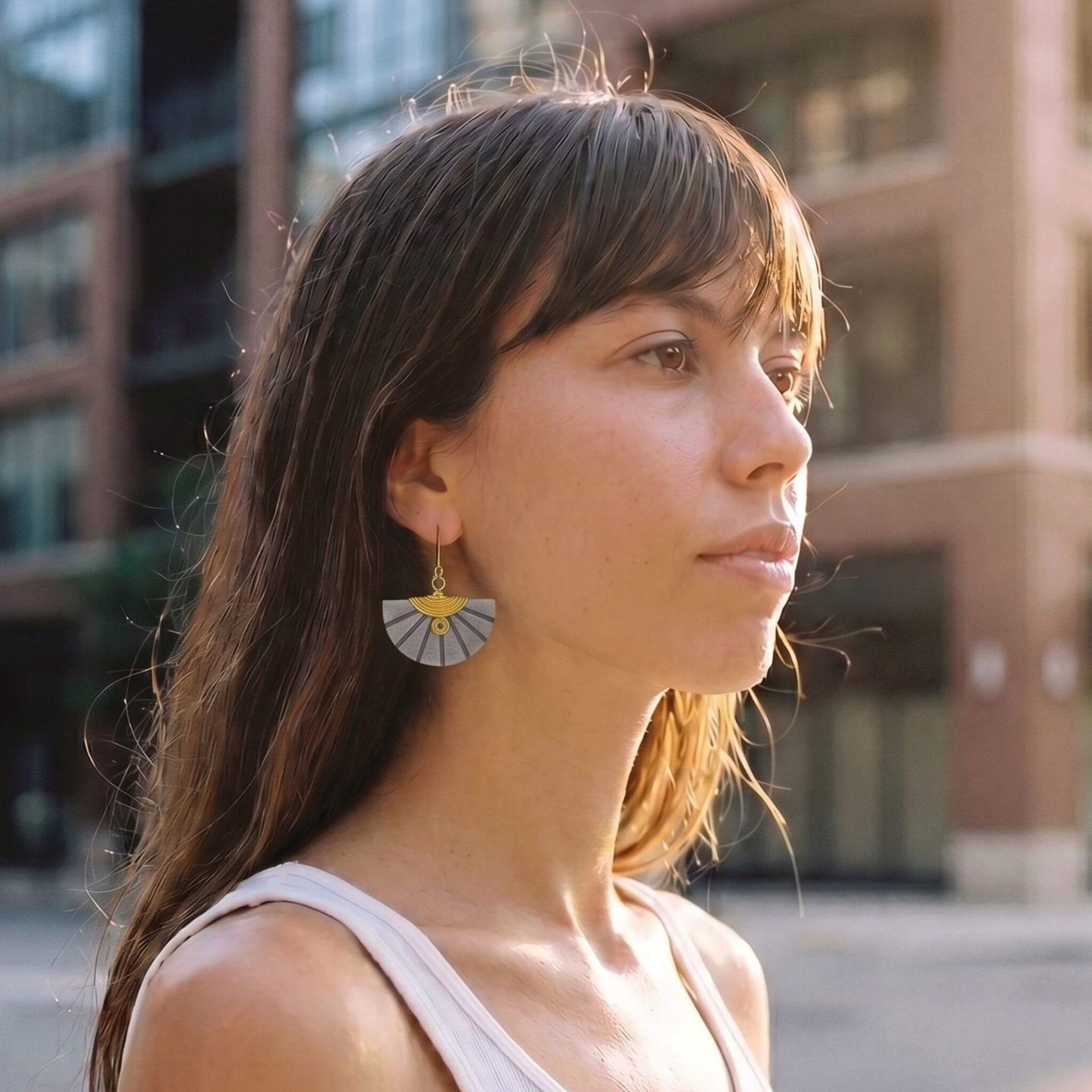 Carved Soapstone Half-Moon Earrings | Nusu