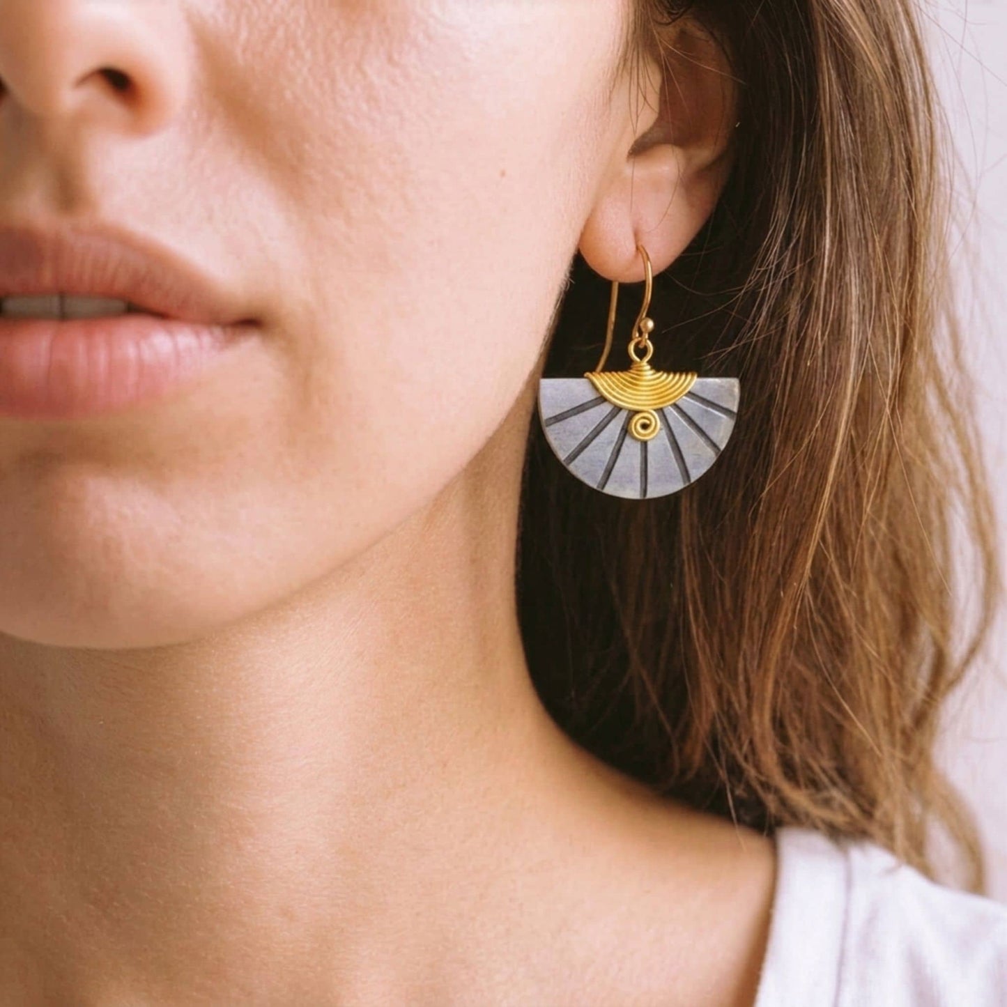 Carved Soapstone Half-Moon Earrings | Nusu