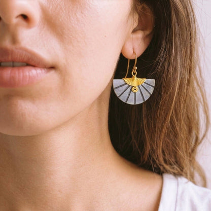 Carved Soapstone Half-Moon Earrings | Nusu