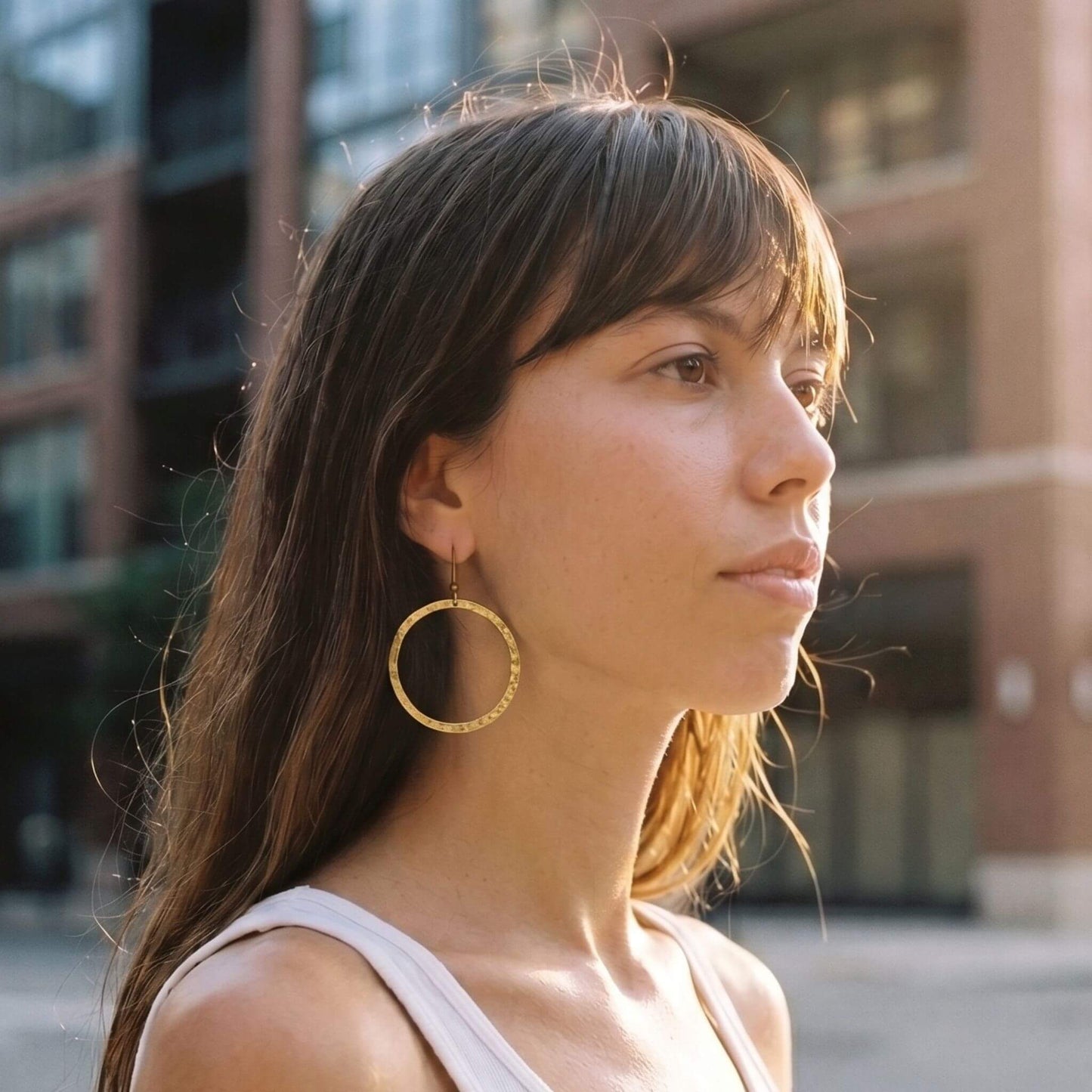 Circle Hoop Brass Earrings for Women | Sura