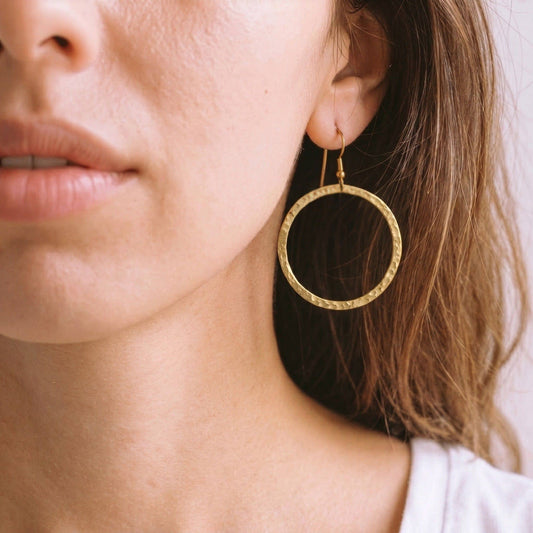 Circle Hoop Brass Earrings for Women | Sura