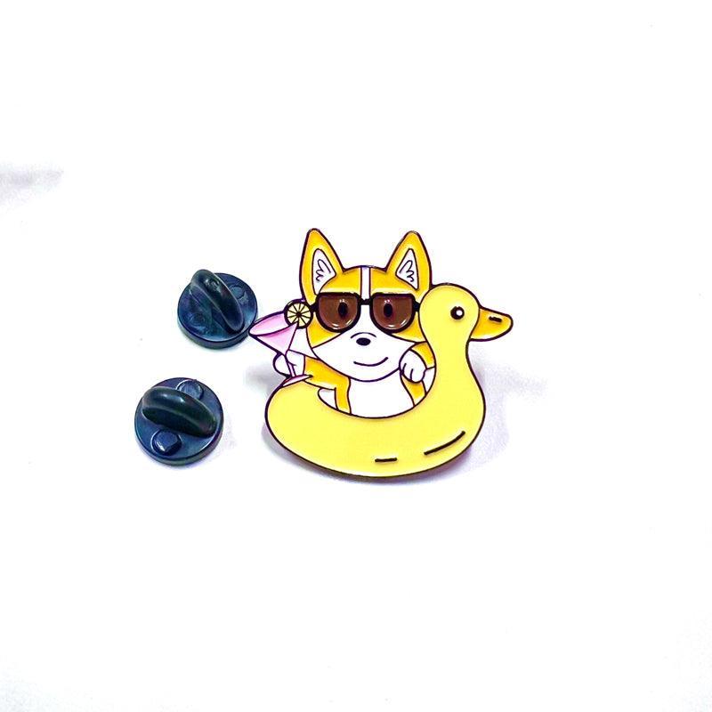 Corgi Floaty Enamel Pin – Fun Summer Accessory for Dog Fans
