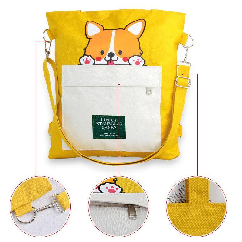 Cute Shiba Inu Tote Bag – Canvas Crossbody Bag for Dog Lovers