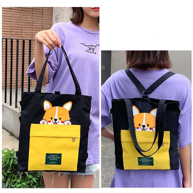 Cute Shiba Inu Tote Bag – Canvas Crossbody Bag for Dog Lovers