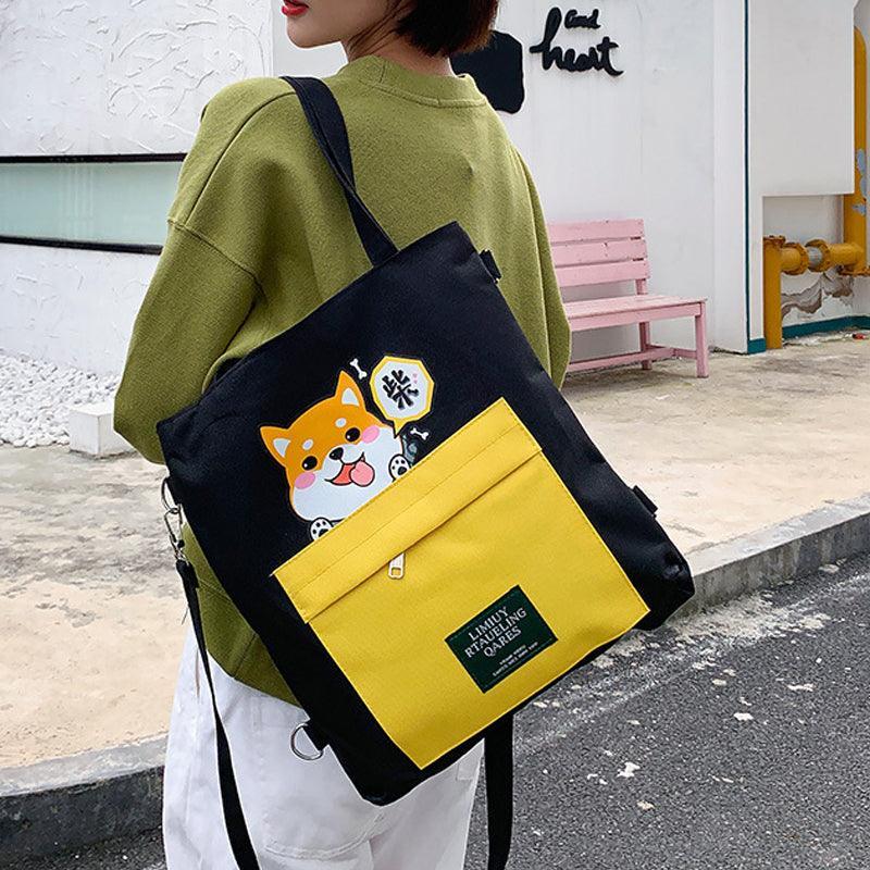 Cute Shiba Inu Tote Bag – Canvas Crossbody Bag for Dog Lovers