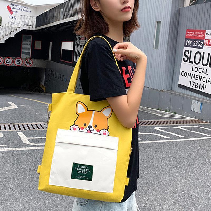 Cute Shiba Inu Tote Bag – Canvas Crossbody Bag for Dog Lovers