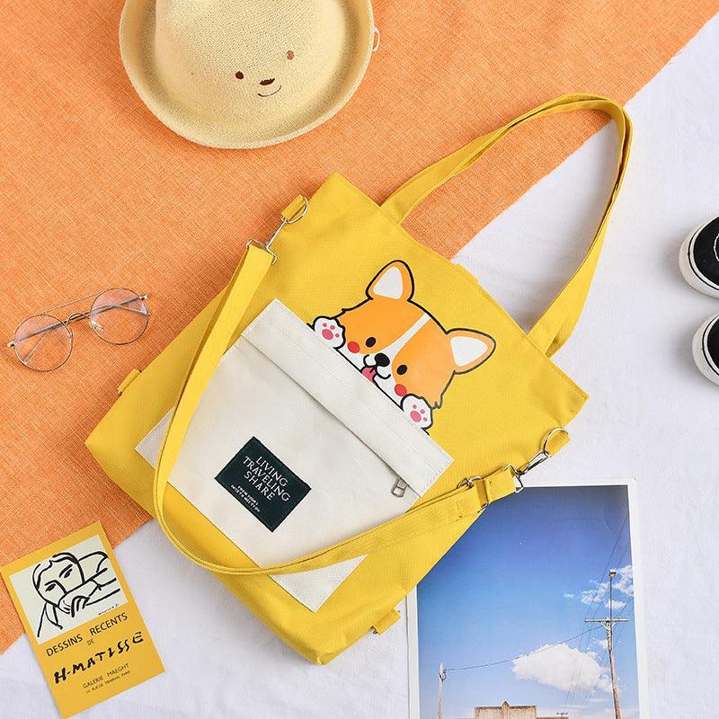 Cute Shiba Inu Tote Bag – Canvas Crossbody Bag for Dog Lovers