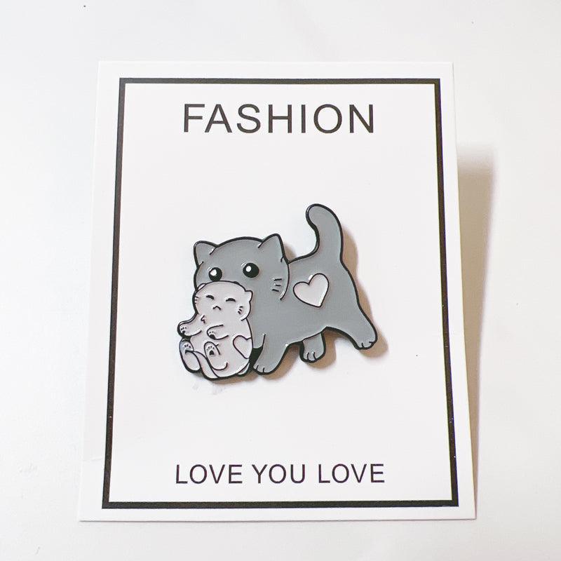 Mama Cat Carrying Kitten Enamel Pin – Cute Cat Lover Gift