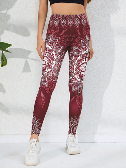 Watercolor Print High-Waist Tummy Control Butt-Lifting Yoga Leggings