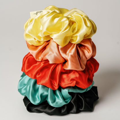 Organic Silk Oversized Scrunchie Peachy Coral