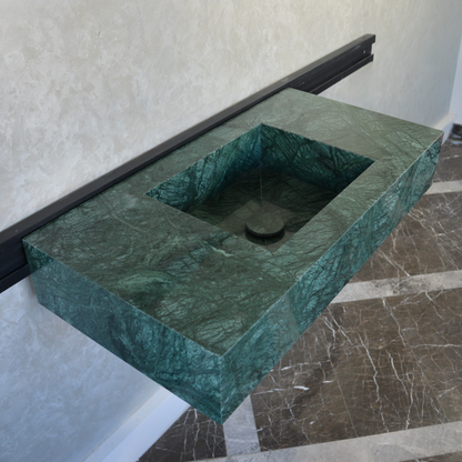 Handcrafted Verde Guatemala Marble Sink - Custom Design Bathroom and Kitchen