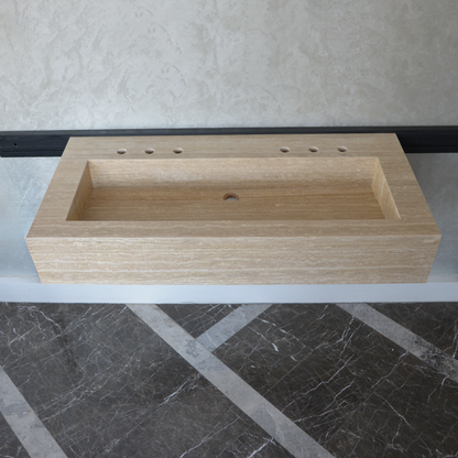 Travertine Natural Stone Handcrafted Bathroom Sink - Artisan